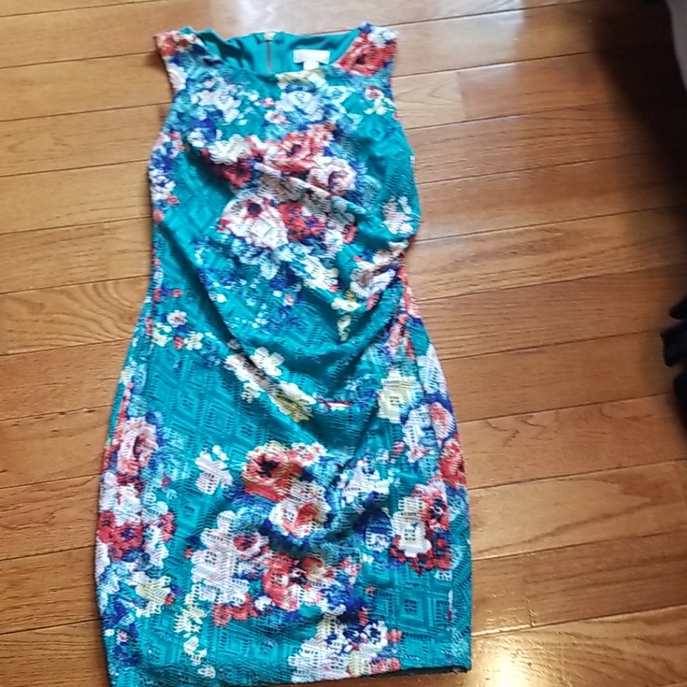 Aqua green floral dress